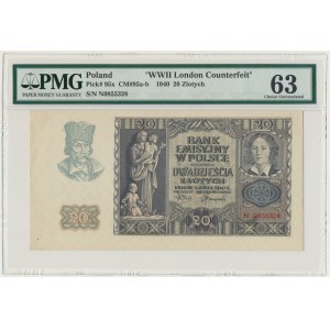 20 złotych 1940 - N - London Counterfeit - PMG 63