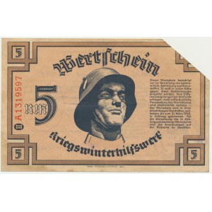 Pomoc Zimowa Ludności Niemieckiej, bon na 5 marek 1940