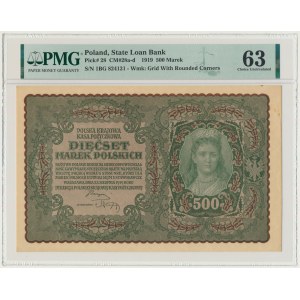 500 marek 1919 - I Serja BG - PMG 63