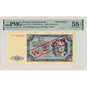 20 złotych 1948 - WZÓR - KE - PMG 58 EPQ