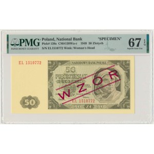 50 złotych 1948 WZÓR - EL - PMG 67 EPQ