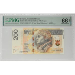 200 złotych 2015 - AA 9144419 - PMG 66 EPQ - RADAR