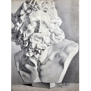 Karpinski Alfons - Head of Zeus. Drawing on cardboard, signed by the artist