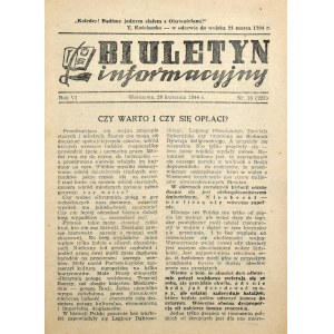 Biuletyn Informacyjny, 20 IV 1944 r.