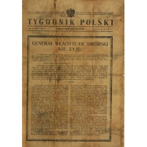 TYGODNIK POLSKI, 1943 - gen. Wł. Sikorski nie żyje