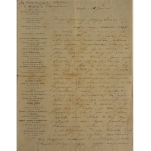 Merzbach Henryk - List z wierszem, 1868 r.