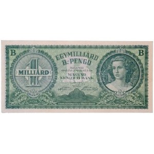 1946. 1.000.000.000BP ívből kézzel kivágva T:I- / Hungary 1946. 1.000.000.000BP hand cut from sheet C...