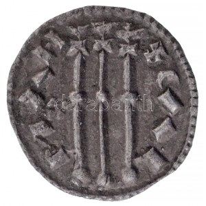 1095-1116. Denár Ag Kálmán, 4 pont sziglával (0,41g) T:1- / Hungary 1095-1116. Denar Ag Coloman, with 4 dot sigil ...