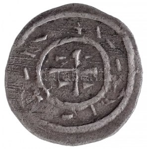 1095-1116. Denár Ag Kálmán, 4 pont sziglával (0,41g) T:1- / Hungary 1095-1116. Denar Ag Coloman, with 4 dot sigil ...