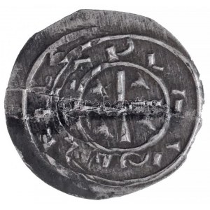 1095-1116. Denár Ag Kálmán, bal alsó negyed helyett a bal felső negyedben két szigla, hátlapon veretkettőződés (0,39g...