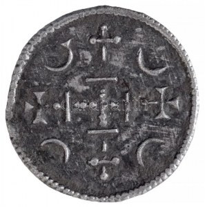 1141-1162. Denár Ag II. Géza, hosszabb szárú kereszt (0,19g) T:1- patina / Hungary 1141-1162. Denar Ag Geza II...