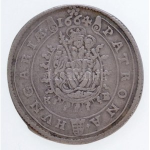 1664K-B 15kr Ag I. Lipót Körmöcbánya (5,99g) T:2,2- / Hungary 1664K-B 15 Kreuzer Ag Leopold I Kremnitz (5,99g) C:XF...