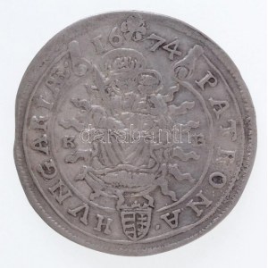 1674K-B 15kr Ag I. Lipót Körmöcbánya (5,91g) T:2 / Hungary 1674K-B 15 Kreuzer Ag Leopold I Kremnitz (5,91g) C...