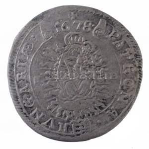 1678K-B 15kr Ag I. Lipót Körmöcbánya (5,52g) T:2- / Hungary 1678K-B 15 Kreuzer Ag Leopold I Kremnitz (5,52g) C...