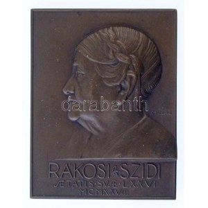 Csillag István (1881-1968) 1928. Rákosi Szidi - Aetatis Svae színésznő Br emlékplakettje, hátoldalán LUDVIG BPEST...