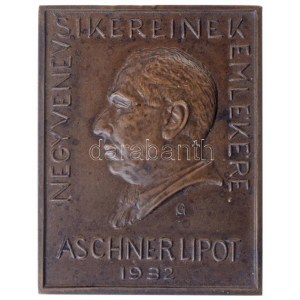 Gárdos Aladár (1878-1944) 1932. Aschner Lipót - Negyven év sikereinek emlékére Br plakett (68,75g/58x45mm) T:1- ...
