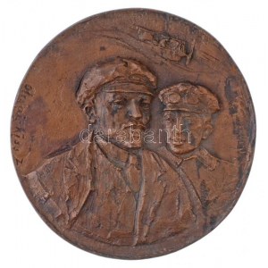 Olcsai Kiss Zoltán (1895-1981) DN Lenin és Szamuely Tibor öntött Br plakett (872g/197mm) / Hungary ND ...