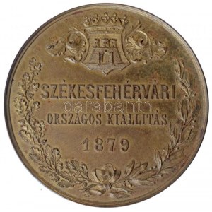 1879. Székesfehérvári Országos Kiállítás aranyozott Br emlékérem (39,61g/50mm) T:1-,2 több ph. / Hungary 1879. ...