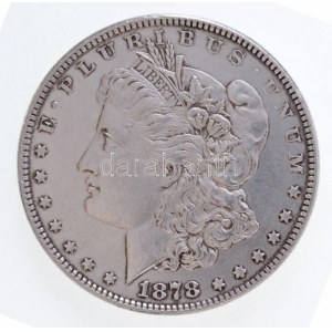 Amerikai Egyesült Államok 1878. 1$ Ag Morgan 8 faroktollas T:1- kis ph. / USA 1878. Morgan Dollar Ag...