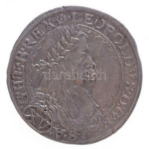 Ausztria 1663CA 15kr Ag I. Lipót, díszített belső kör Bécs (5,58g) T:2,2- / Austria 1663CA 15kr Ag Leopold I...