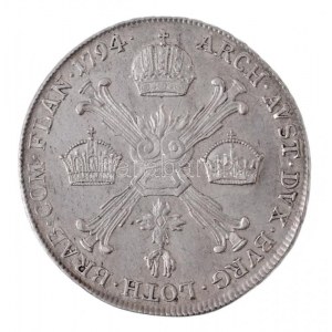 Osztrák Németalföld 1794A 1/4 Koronatallér Ag II. Ferenc Bécs (7,40g) T:1-,2 / Austria Netherlands 1794A 1...