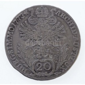 Csehország (történelmi tartomány) 1773EvS-AS 20kr Mária Terézia Prága (6,51g) T:2,2- patina / Bohemia 1773EvS...