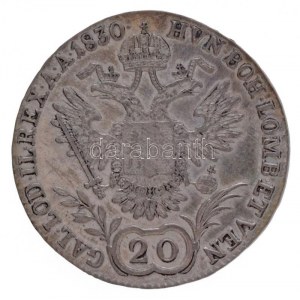 Csehország (történelmi tartomány) 1830C 20kr Ag I. Ferenc Prága (6,68g) T:1- / Bohemia 1830C 20 Kreuzer Ag Franz I...