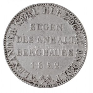Német Államok / Anhalt-Bernburg 1852A Tallér Ag Sándor Károly Berlin (21,96g) T:2,2- ph. / German States / Anhalt...