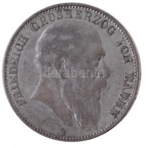 Német Államok / Baden 1903G 5M Ag I. Frigyes Stuttgart (27,74g) T:2- kis ph. / German States / Baden 1903G 5 Mark Ag ...