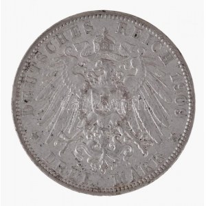 Német Államok / Hamburg 1909J 3M Ag (16,64g) T:2 / German States / Hamburg 1909J 3 Mark Ag (16,64g) C:XF Krause KM...