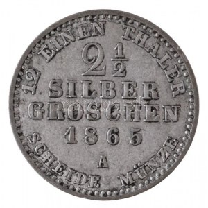 Német Államok / Poroszország 1865A 2 1/2gr Ag IV. Frigyes Vilmos Berlin (3,23g) T:2 / German States ...