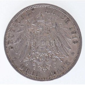 Német Államok / Poroszország 1912A 3M Ag II. Vilmos Berlin (16,69g) T:1-,2 / German States / Prussia 1912A 3 Mark Ag ...