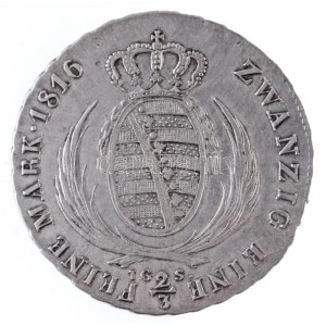 Német Államok / Szászország-Albertine 1816IGS 2/3T Ag III. Frigyes Ágost Drezda (13,96g) T:2 / German States / Saxony...