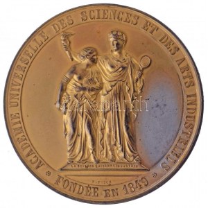 Belgium 1888. Egyetemes Tudományos és Iparművészeti Akadémia, 1849 aranyozott Br emlékérem. Szign.: P. Fisch (146,76g...