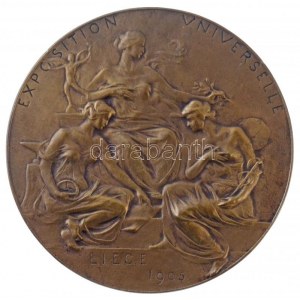 Belgium 1905. Belga Királyság 1905 / Nemzetközi Világkiállítás Liege Br emlékérem. Szign.: Paul Dubois (125g/70mm) T...