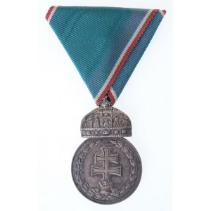 1922. Magyar Koronás Ezüstérem (Signum Laudis) ezüstözött Br kitüntetés, vékony lapkás, széles koronás...