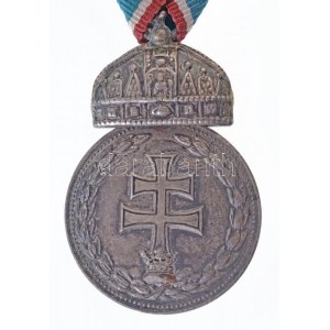 1922. Magyar Koronás Ezüstérem (Signum Laudis) ezüstözött Br kitüntetés, vékony lapkás, széles koronás...