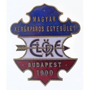 ~1900. Magyar Kerékpáros Egyesület - Budapest 1900 - Előre zománcozott Br jelvény (42,5x36mm) T:2 kis zománchiba ...