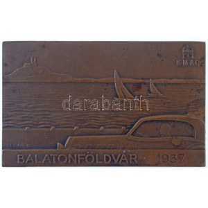 Berán Nándor (1889-1965) 1937. KMAC (Királyi Magyar Automobil Club) Balatonföldvár egyoldalas Br motorsport plakett...