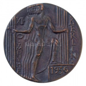 Német Harmadik Birodalom 1936. XI. Olimpia Berlin Br résztvevői érem. Szign.: Otto Placzek (112,48g/69,5mm) T:2 ...
