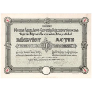 Budapest 1926. Magyar Általános Gépgyár Részvénytársaság részvénye 10P-ről, magyar és német nyelven, szelvényekkel...