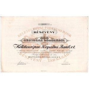 Budapest 1926. Keleteurópai Forgalmi Bank részvénye 400K-ról, szelvényekkel, szárazpecséttel T:I,I- / Hungary ...