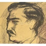 Diener Dénes Rudolf (1889-1956): Férfi portré. Kréta, papír, lap felső része kissé sérült, lap alsó része kissé foltos...
