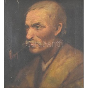 Bihari Sándor (1855-1906): Férfi portré. Olaj, vászon, jelzett. Régi, díszes sérült fa keretben. 41...
