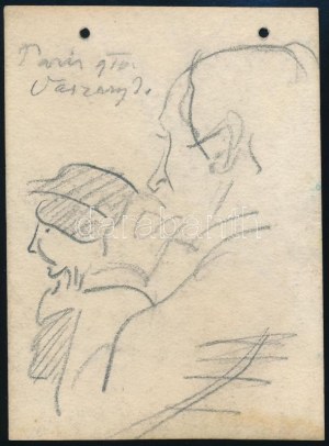 Vaszary János (1867-1939): Párizsi arcok, 1910. Ceruza, papír, jelzett. Noteszlapon. Proveniencia...