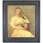 Pór Bertalan (1880-1964): Fehér ruhás nő, 1906. Olaj, vászon, jelzett. Restaurált, dublírozott. Proveniencia...