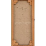 Czóbel Béla (1883-1976): Erdőrészlet házzal, 1929 körül. Olaj, vászon, jelzett. Hátoldalán 1929 felirattal...