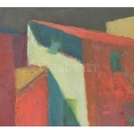 Károlyi Ernő (1923-2016): Amalfi. Olaj, papír, jelzett. Díszes, üvegezett fa keretben, 48×44 cm / Ernő Károlyi (1923...