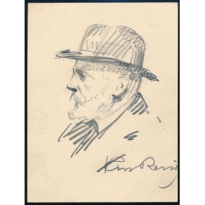 Kiss Rezső (1889-?): Lechner Ödön portréja. Ceruza, papír, jelzett...