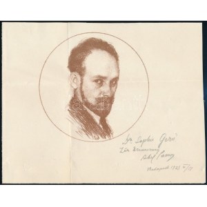 Abel Pann (1883-1963): Önarckép. Dedikált Gerő Zsófiának (1895-1966), Gerö Ödön esztéta, kritikus lányának . Litográfia...